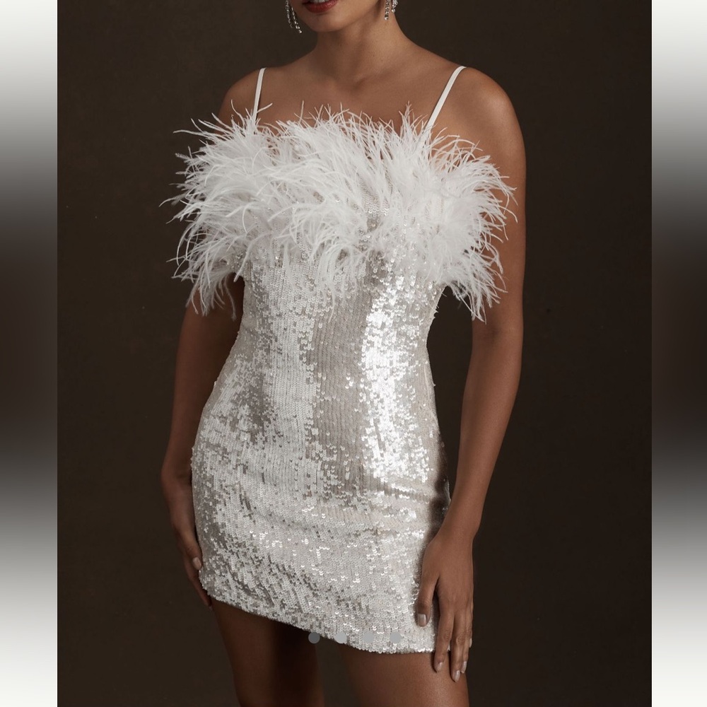 Audrey Adele Adelaide Feather & Sequin Mini Dress